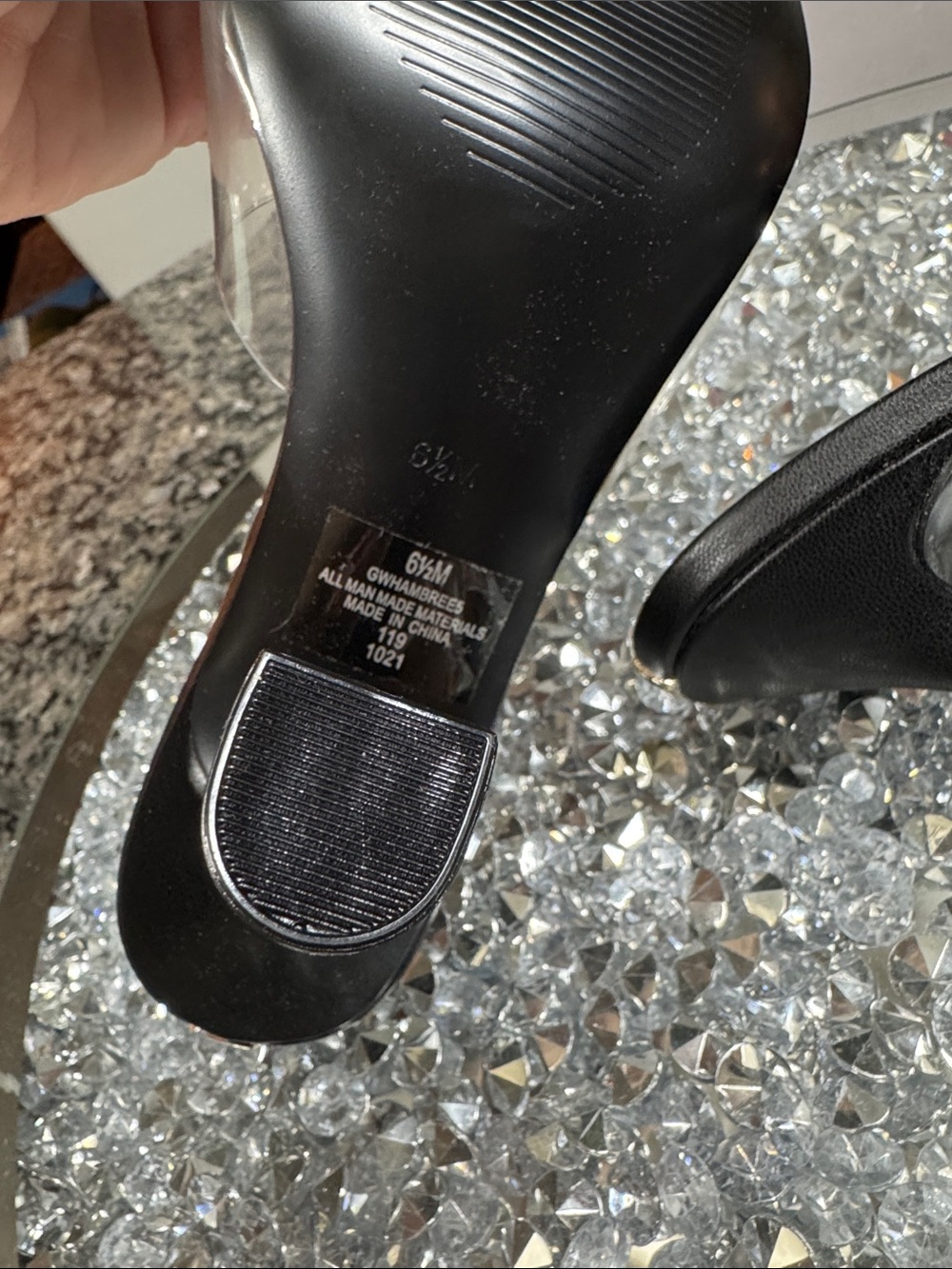GUESS Hambree Black Heeled Mule with Clear PVC Strap NEW 6.5 - Picture 11 of 14